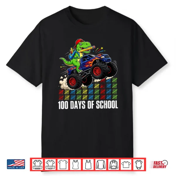100 Days Of School Dinosaur 100 Days Smarter 100Th Day Kids Shirt