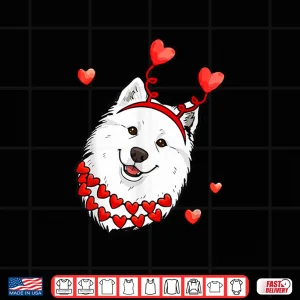Design Samoyed Face Valentines Day Matching Owner Family Kids Shirt