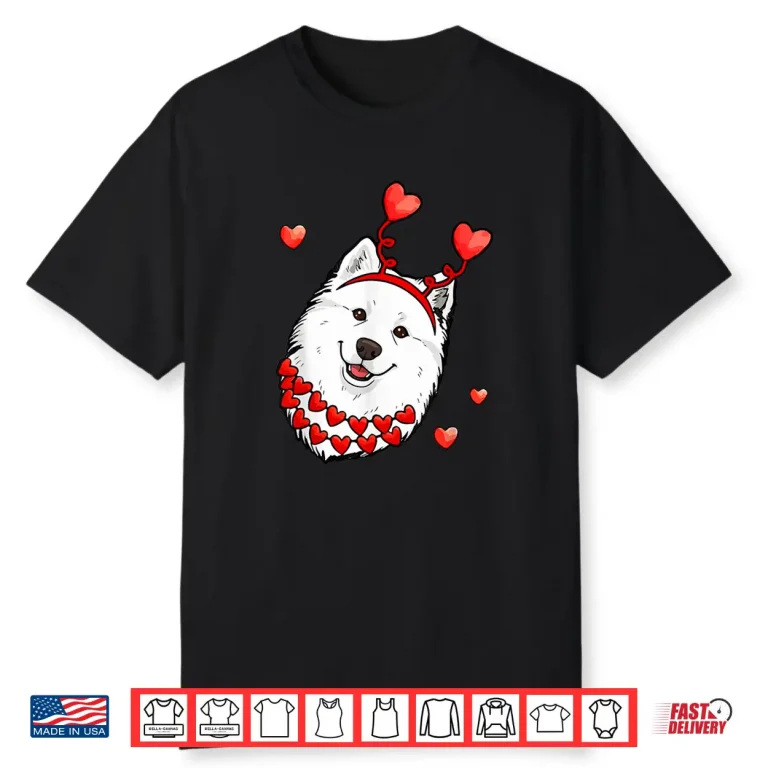 Samoyed Face Valentines Day Matching Owner Family Kids Shirt