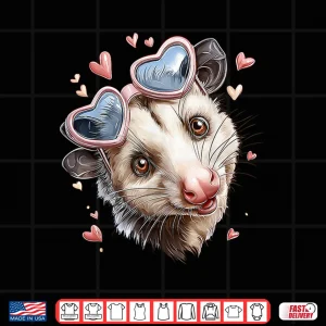 Design Opossum Possum Valentines Day Heart Sunglasses Shirt