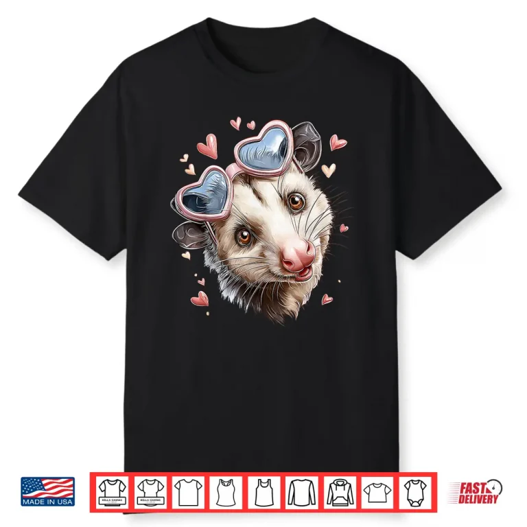 Opossum Possum Valentines Day Heart Sunglasses Shirt