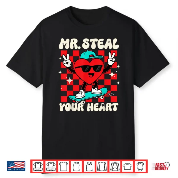 Mr Steal Your Heart for Boys Toddlers Valentine’s Day Kids Shirt