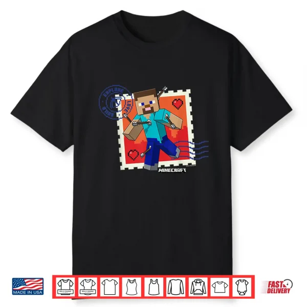 Minecraft Valentine’s Day Explore Love Build Steve Arrows Shirt