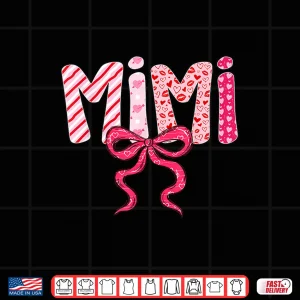 Design Mimi Valentine Pink Coquette Bow Valentines Day Grandma Shirt