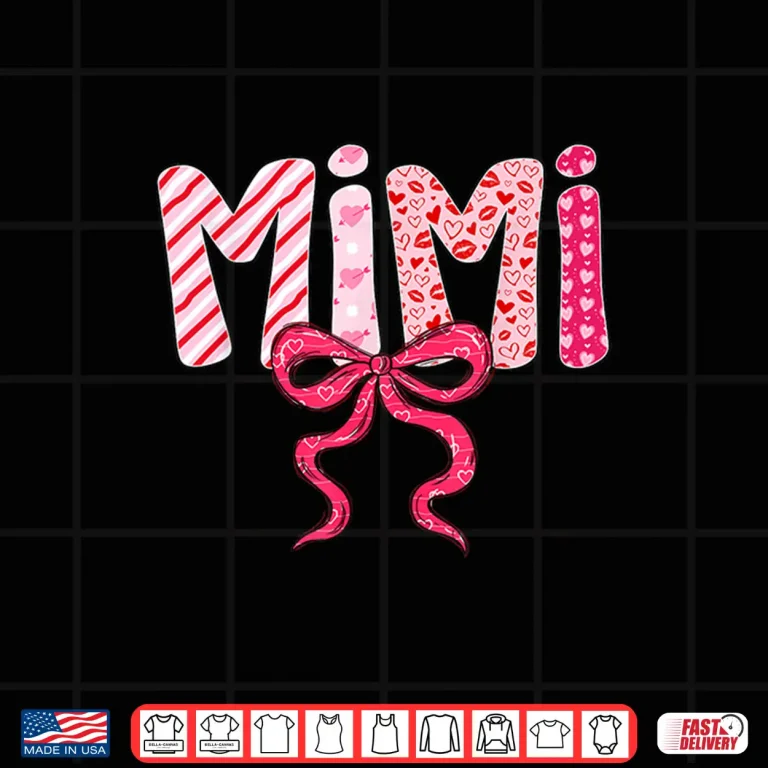 Design Mimi Valentine Pink Coquette Bow Valentines Day Grandma Shirt