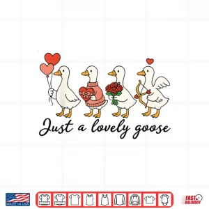 Design Just A Lovely Goose Cute Pink Silly Goose Valentines Day Shirt