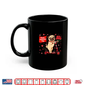 Mug Happy Valentines Day Pug Riding Scoter Floral Owner Kids Shirt