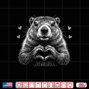 Design Groundhog Red Heart Shape Valentines Day Animal Lovers Shirt