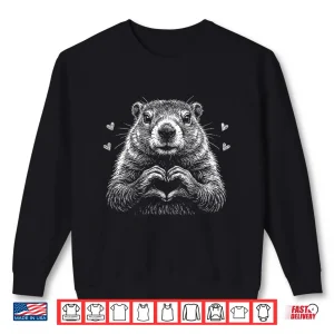 Sweatshirt Groundhog Red Heart Shape Valentines Day Animal Lovers Shirt