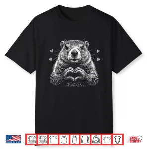 Groundhog Red Heart Shape Valentine’s Day Animal Lovers Shirt