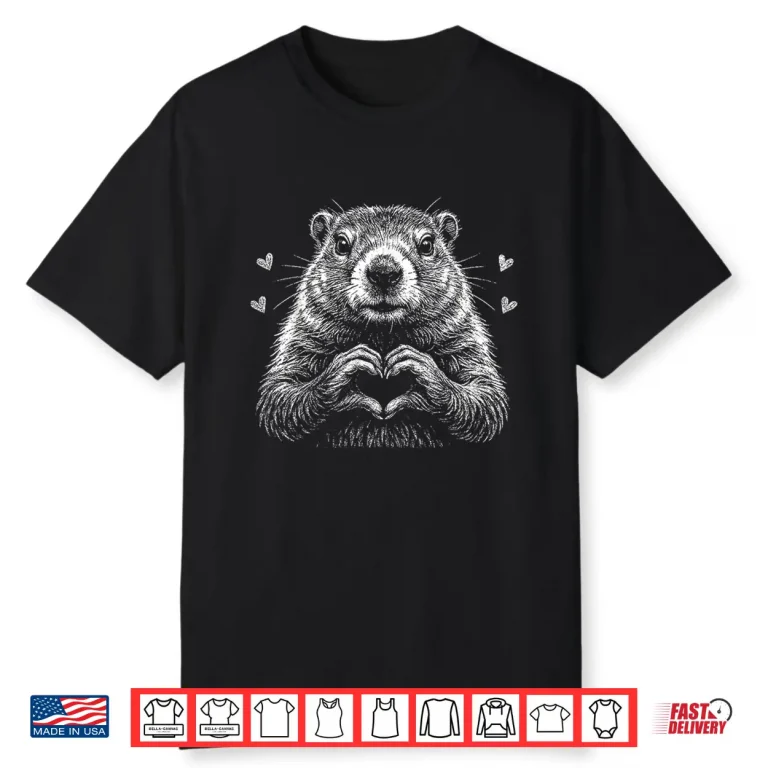Groundhog Red Heart Shape Valentines Day Animal Lovers Shirt