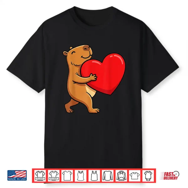Funny Valentine’s Day Gifts I Steal Hearts Kids Capybara Shirt