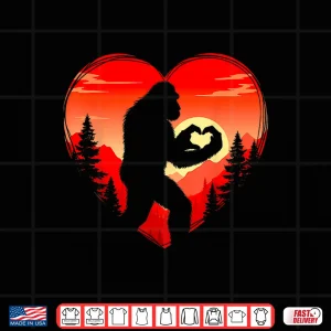 Design Funny Bigfoot in Love Heart Happy Valentines Day Men Women Shirt