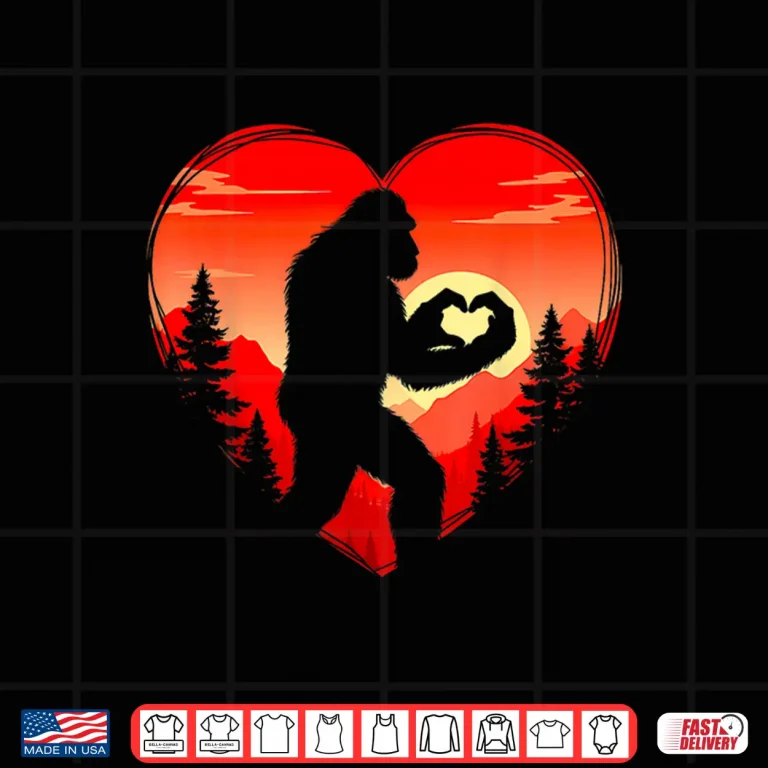 Design Funny Bigfoot in Love Heart Happy Valentines Day Men Women Shirt