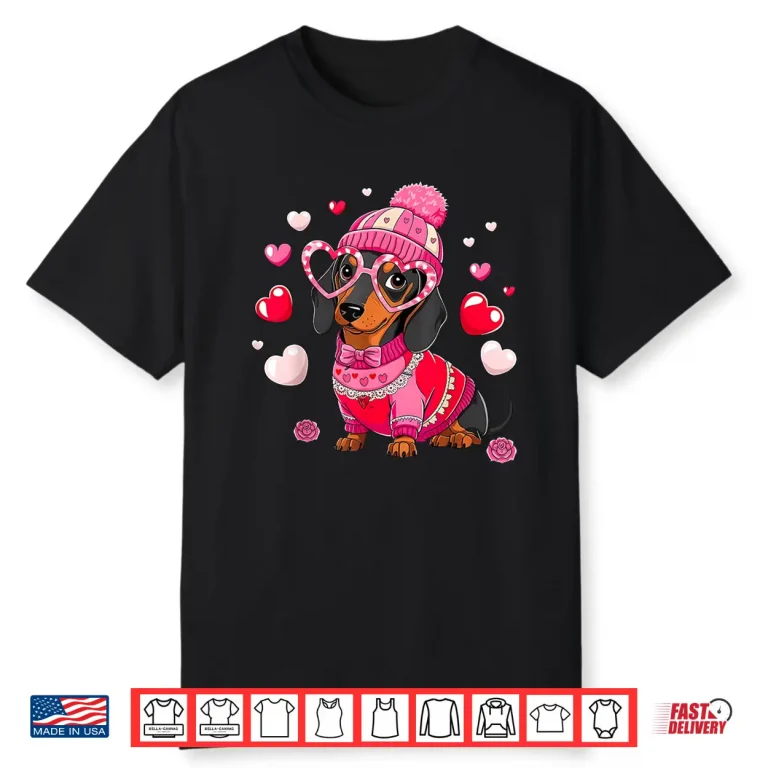 Cute Dachshund Valentines Day Heart Lover Dog Mom Women Shirt