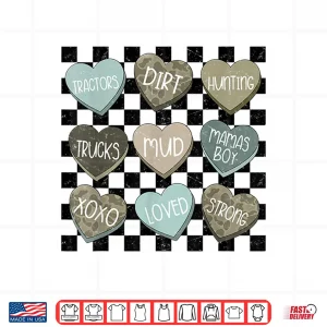 Design Checkered Camo Conversation Hearts Valentines Day Men Boys Shirt