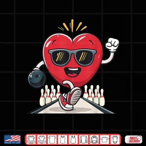 Design Bowling Heart Bowler Team Coach Valentines Day Sunglasses Shirt