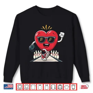 Sweatshirt Bowling Heart Bowler Team Coach Valentines Day Sunglasses Shirt