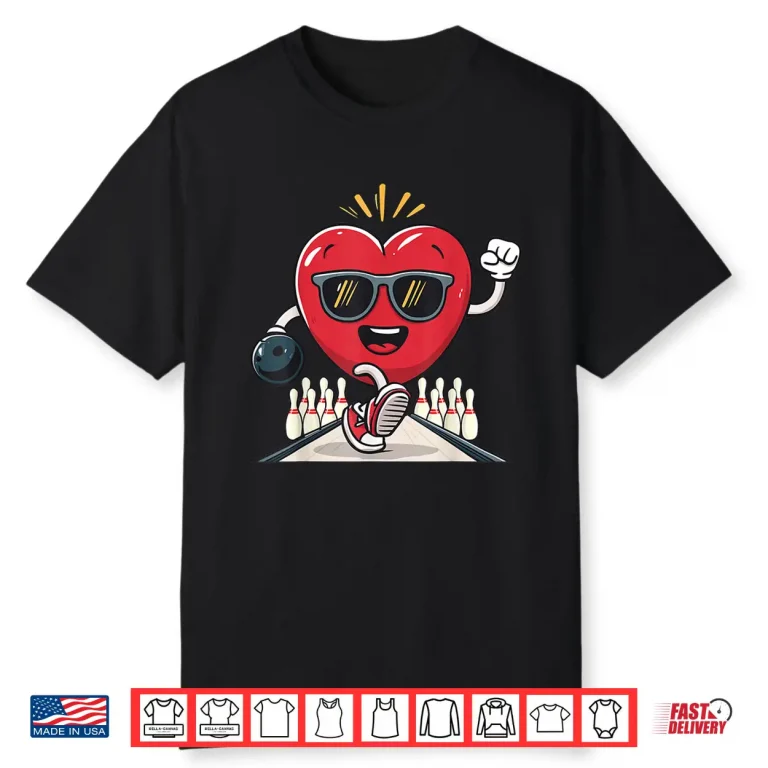 Bowling Heart Bowler Team Coach Valentines Day Sunglasses Shirt