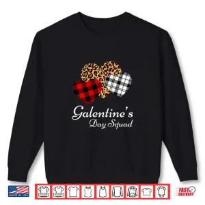 Sweatshirt Womens Galentines Day Squad Valentines Hearts Love Leopard Plaid Shirt 1