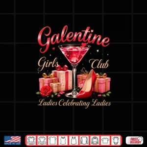 Design Retro Galentine Girls Club Celebration Martini Glass Graphic Shirt
