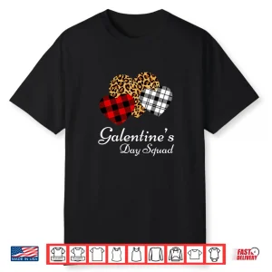 Galentines Day Squad Valentines Hearts Love Leopard Plaid Shirt
