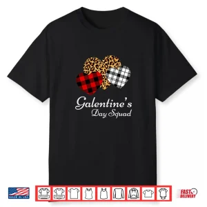 Galentine’s Day Squad Valentine’s Hearts Love Leopard Plaid Shirt