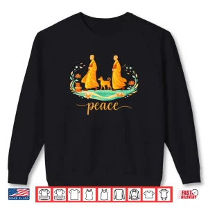 Sweatshirt Retro Walk for Peace Monks with Aloka Dog Minimalist Zen Art Shirt 2