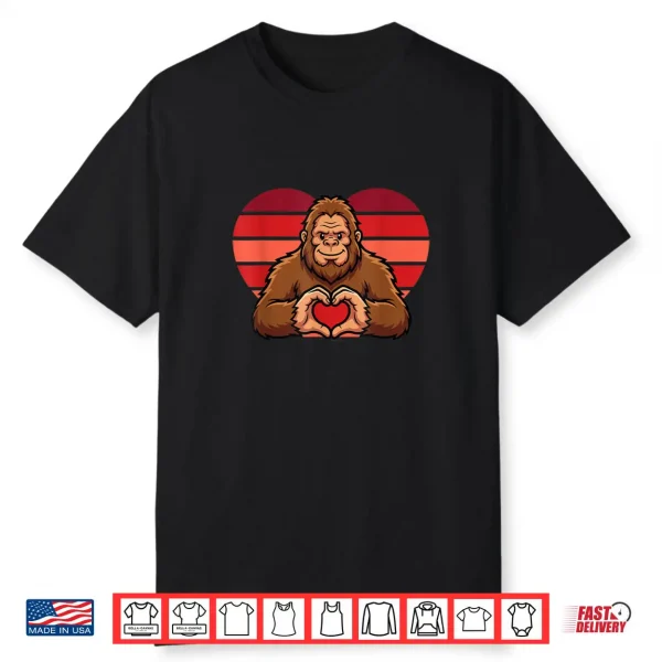 Funny Sasquatch Hearts Love Valentines Day for Women Shirt