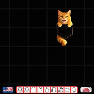 Design Cute Orange Pocket Kitty Funny Cat Lover Design Shirt