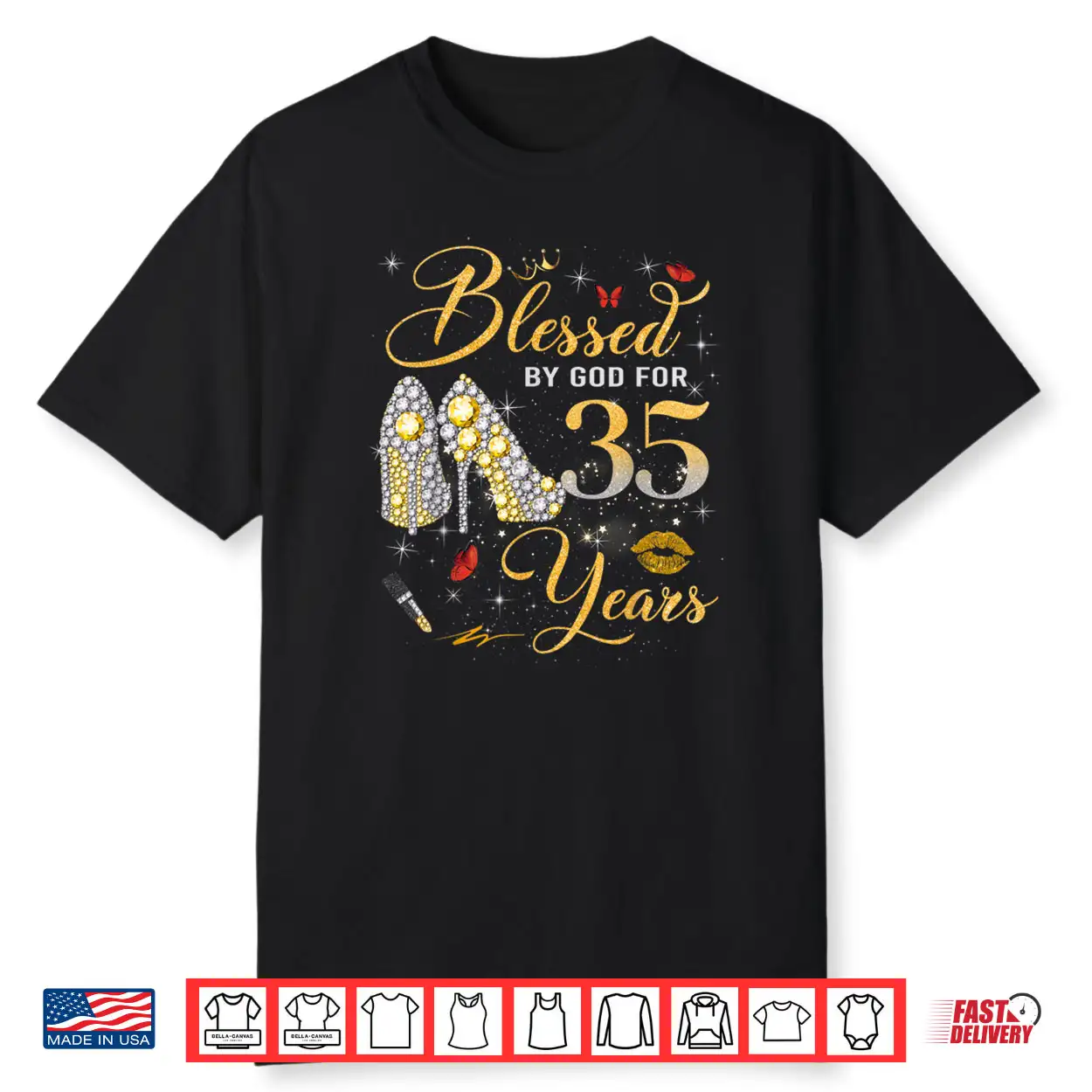 Blessed by God for 35 Years Old Women 35th Birthday Queen Shirt Blessed by God for 35 Years Old Women 35th Birthday Queen Shirt