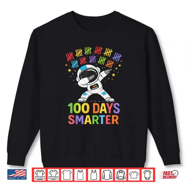 Sweatshirt 100 Days Smarter Astronaut Space 100th Day of School Boy Kid Shirt 1