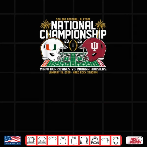 Miami vs Indiana CFP National Championship 2026 Helmets Shirt 4 Design Miami vs Indiana CFP National Championship 2026 Helmets Shirt