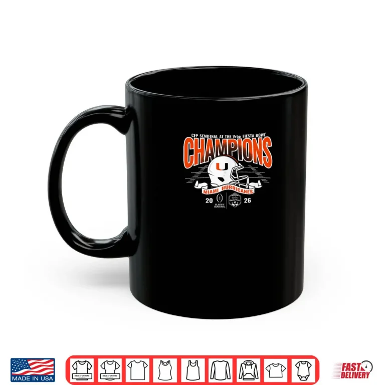 Mug Miami Hurricanes Fiesta Bowl Champs 2026 CFP Semifinal Green Shirt