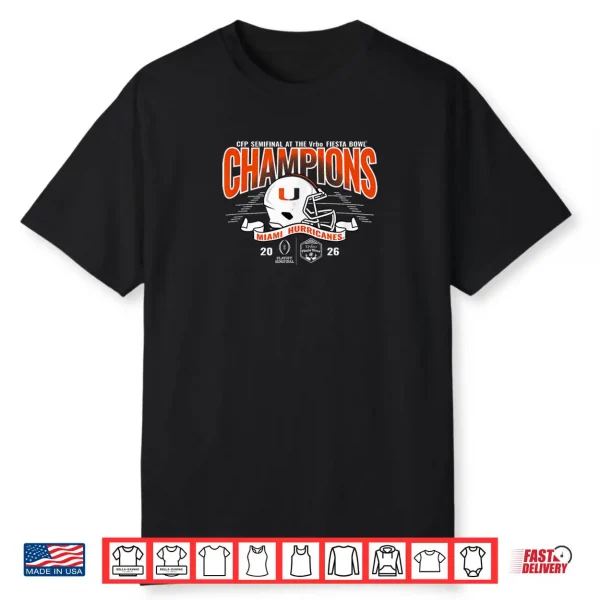 Miami Hurricanes Fiesta Bowl Champs 2026 CFP Semifinal Green Shirt