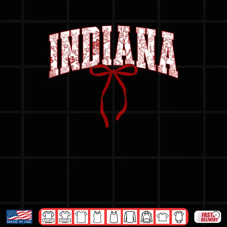 Design Indiana Vintage Athletic Sports Red Coquette Bow 80s 90s Shirt