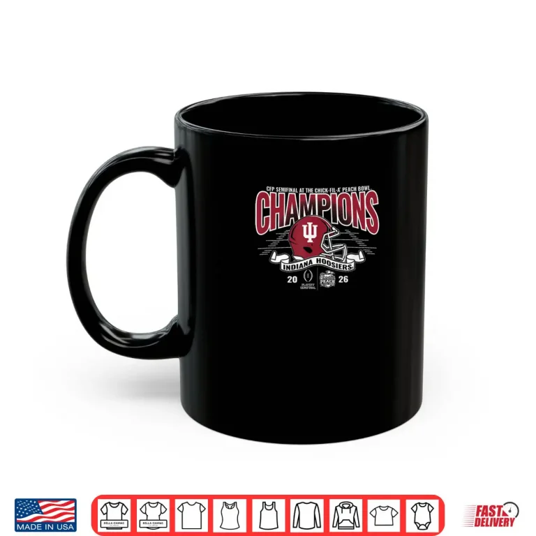 Mug Indiana Hoosiers Peach Bowl Champs 2026 CFP Semifinal Black Shirt