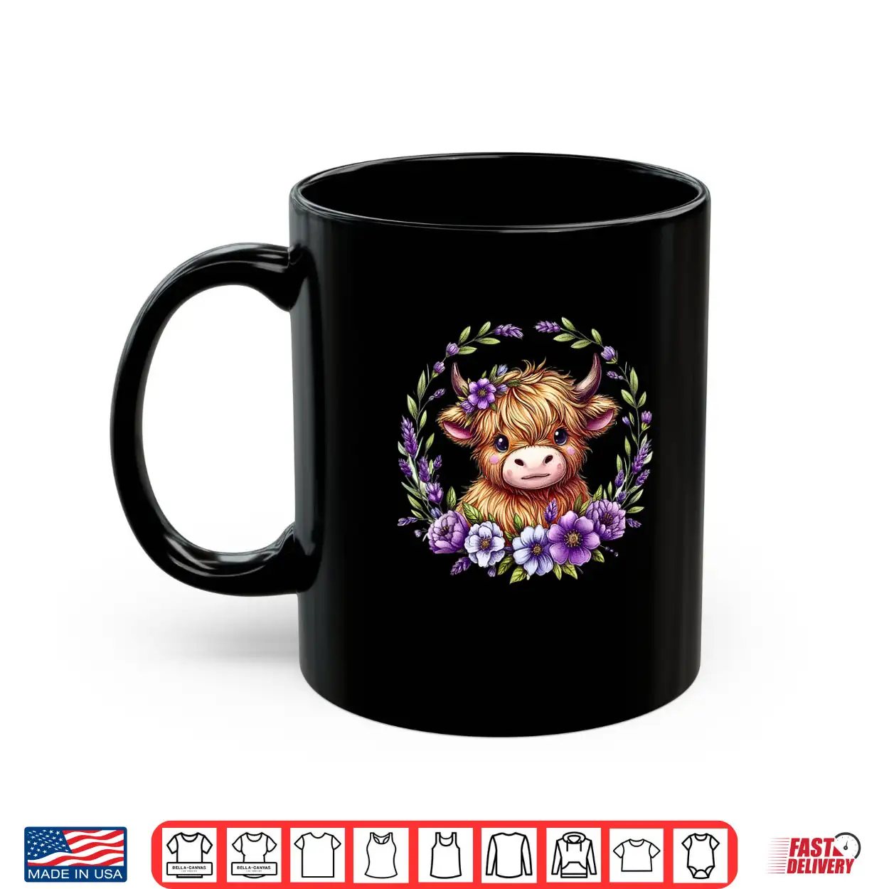 Baby Highland Cow with Purple Flowers Scottish Farm Shirt Baby Highland Cow with Purple Flowers Scottish Farm Shirt