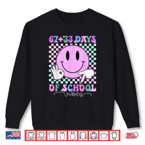 Sweatshirt Retro Groovy 67 33 Days of School 100th Day Kids Boys Girls Shirt