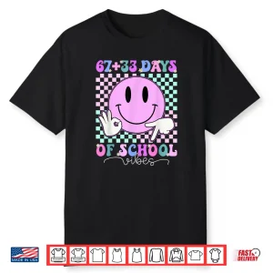 Retro Groovy 67 +33 Days of School 100th Day Kids Boys Girls Shirt