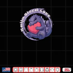 Design Godzilla Kaiju Sized Love Cute Cuddly Heart Valentines Day Shirt