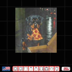 Design Dog Eating Pizza Funny Rottweiler Meme Shirt