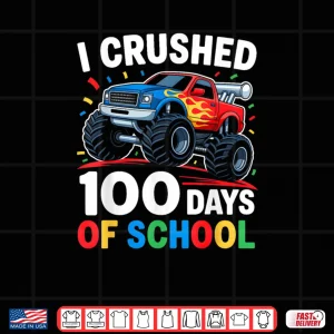 Design 100 Days of School Shirt Boys Kids Monster Truck 100th Day Shirt