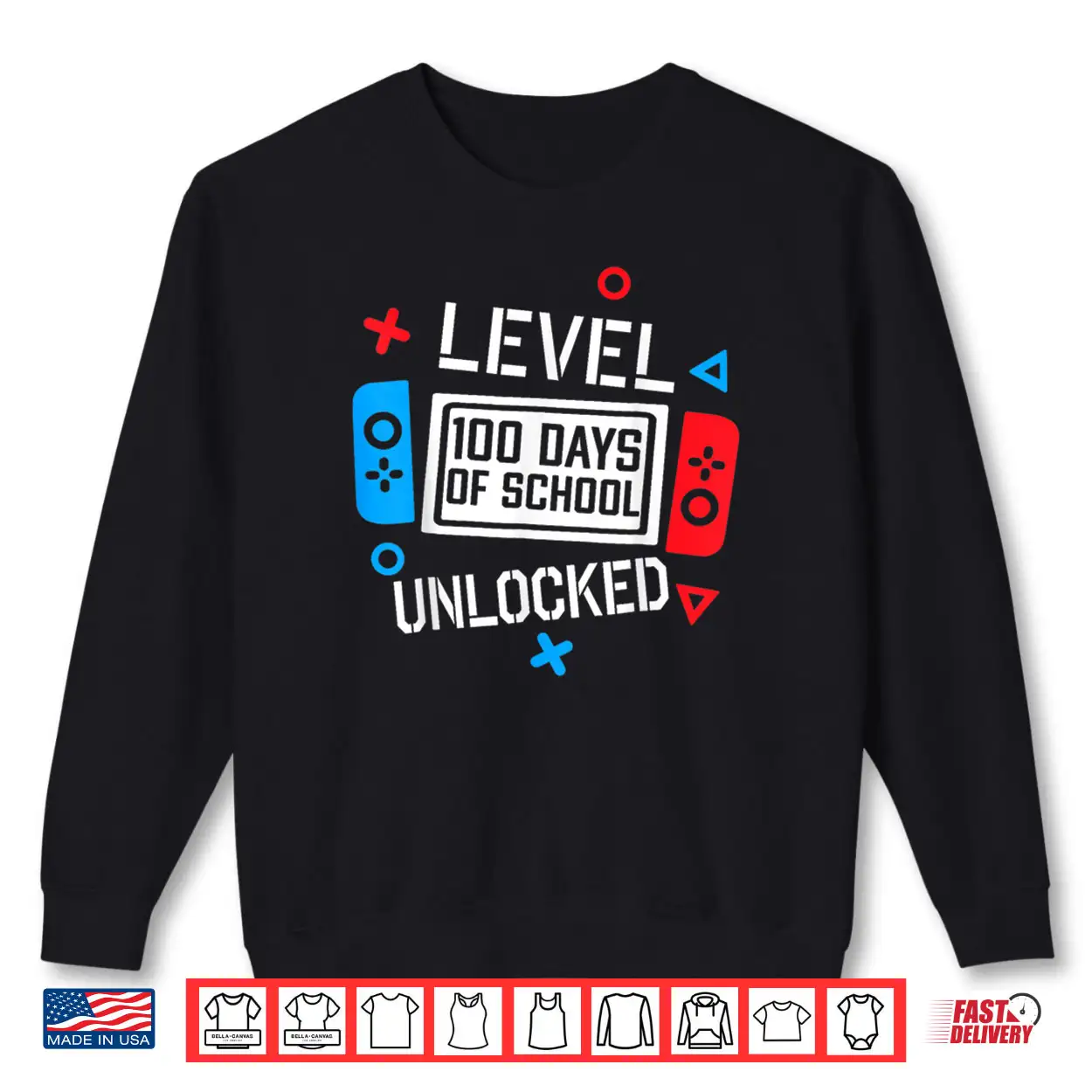 Level 100 Days of School Unlocked Gamer Video Games Boys Shirt Level 100 Days of School Unlocked Gamer Video Games Boys Shirt