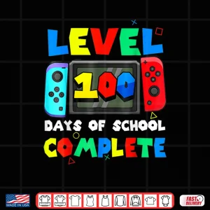 Design Level 100 Days of School Complete Gamer Video Games Boys Shirt