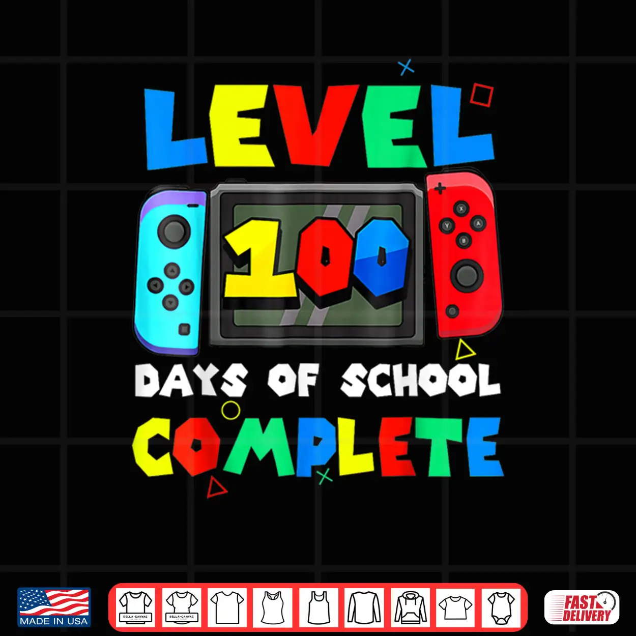 Level 100 Days of School Complete Gamer Video Games Boys Shirt Level 100 Days of School Complete Gamer Video Games Boys Shirt