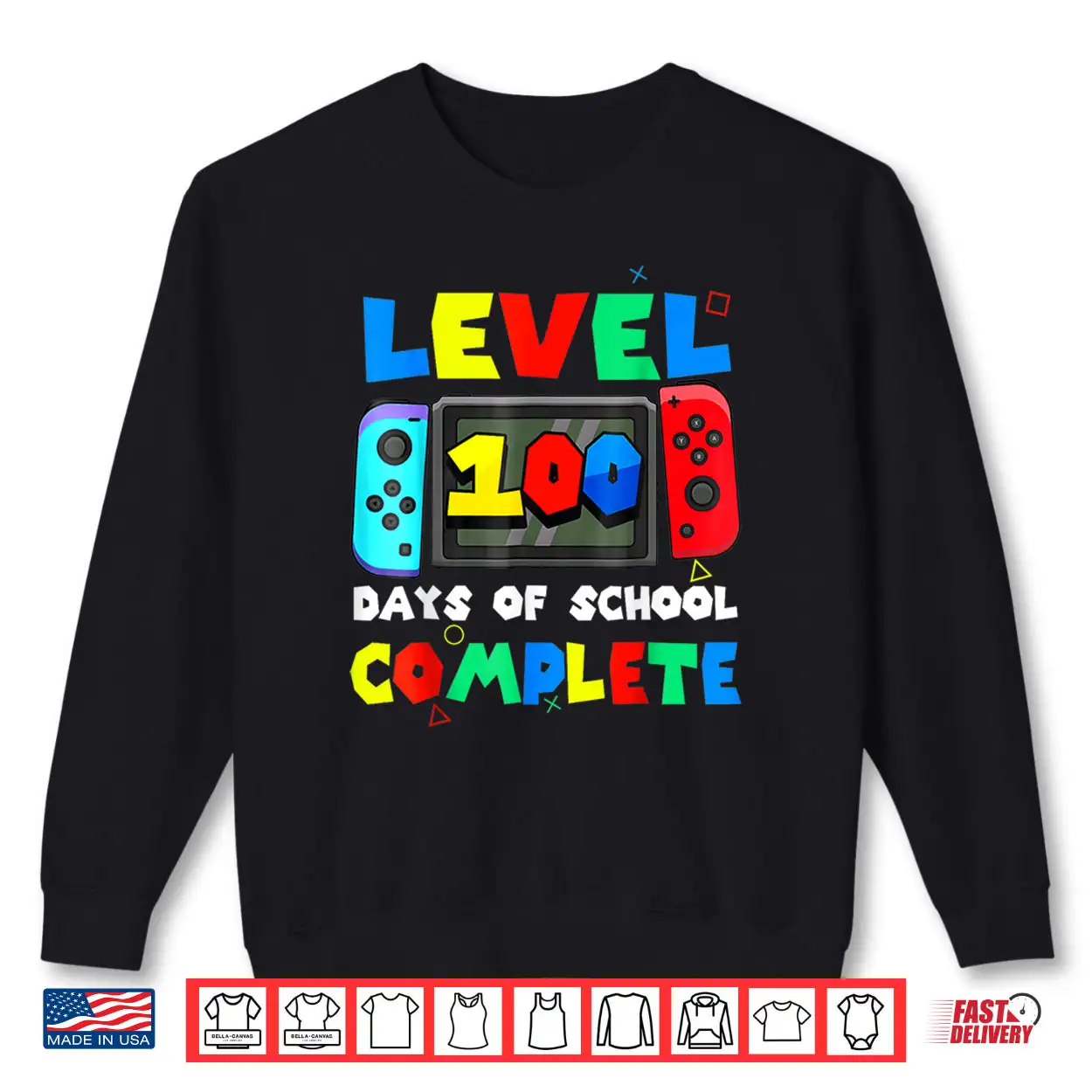 Level 100 Days of School Complete Gamer Video Games Boys Shirt Level 100 Days of School Complete Gamer Video Games Boys Shirt