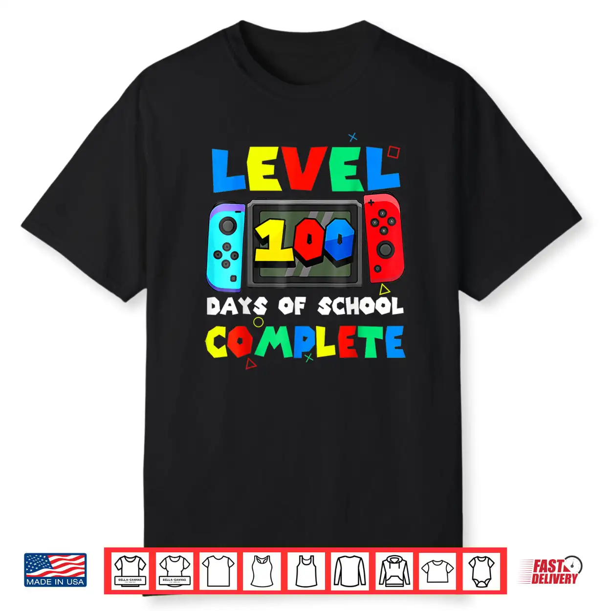 Level 100 Days of School Complete Gamer Video Games Boys Shirt Level 100 Days of School Complete Gamer Video Games Boys Shirt