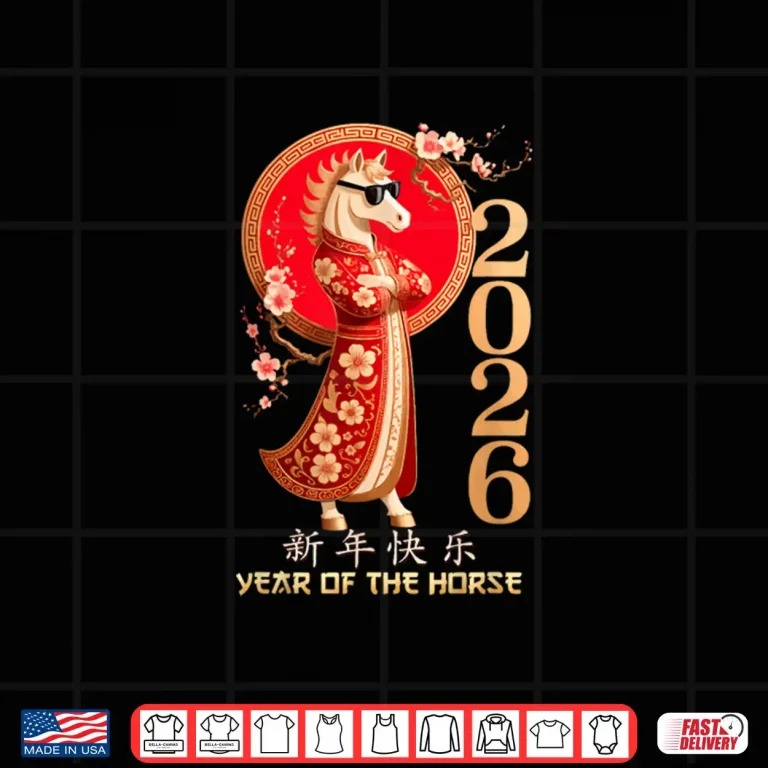 Design Year of The Horse 2026 Chinese Cool Sunglasses Shirt