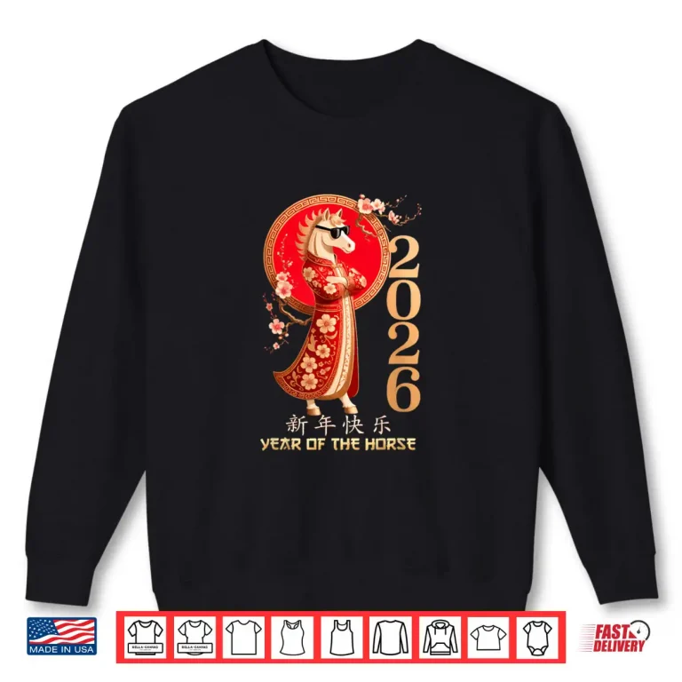 Sweatshirt Year of The Horse 2026 Chinese Cool Sunglasses Shirt